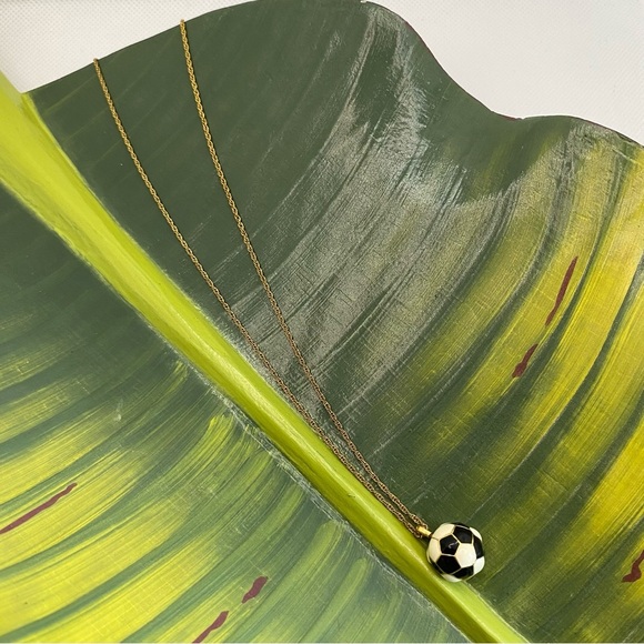 Vintage D’Orlan Enamelled Ball Pendant Gold Black White Necklace Chain Soccer - Picture 5 of 9